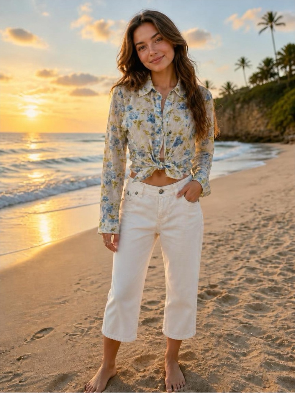 Miss Me White Cropped Wide-Leg Capri Jeans